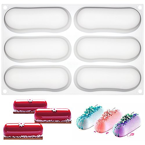 FUNSHOWCASE6 Cavities Pillow Bar Silicone Mold Tray per Cavity 5x1.8x1.3inch