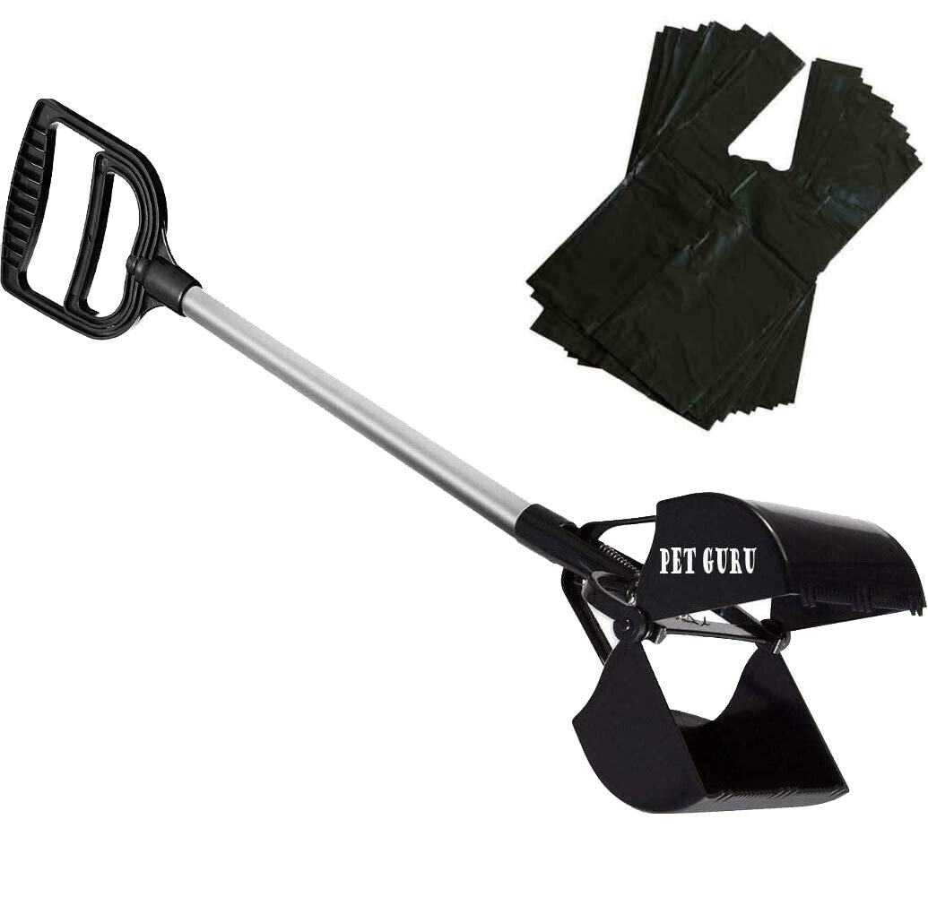 Jumbo Pet Pooper Scooper Poop Scoop with 75 Degradeable Doggy Poop Waste Bags Set