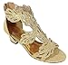 Enzo Romeo Lime03N Womens Open Toe Mid Heel Wedding Rhinestone Gladiator Sandal Wedge Shoes (8, Gold)