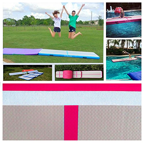 EZ GLAM Inflatable Gymnastics Tumbling Air Track Tumbling Mat Air Track Gymnastic Air Floor Mat Track Cheerleading for Home Use/Cheerleading/Beach/Park and Water (10ftx3.3ftx4in(3x1x0.1m), Pink-E) - Thumbnail 4