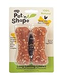 Pet 'n Shape Long Lasting Chicken Chewz - Chicken Wrapped Rawhide -All Natural Dog Treat, 2 Bones, 4 Inch Long