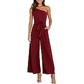 ANRABESS Women Summer Dressy Jumpsuits One Shoulder Sleeveless Casual Wide Leg Pants Romper Jumper 2026 Trendy Fall Outfits