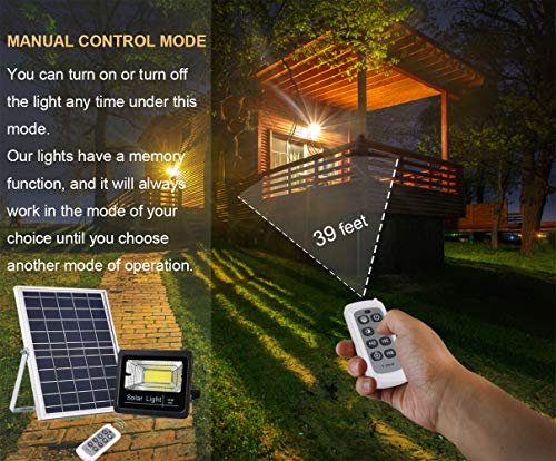 2019 New Version Solar Flood Lights Outdoor Dusk to Dawn, Awanber 800 Lumens 3 Optional Modes LED Remote Control Solar Security Lighting Fixture for Garden, Garage, Pathway, Pool, Deck, Yard, Street