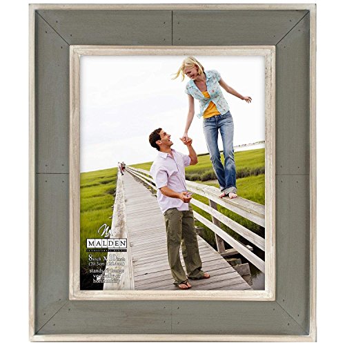 Malden International Designs Sun Washed Woods Gray Distressed With Inner Frame Border Picture Frame, 8x10, Gray