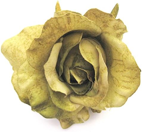3" Olive Poly Silk Rose Rose Silk Flower Brooch Pin
