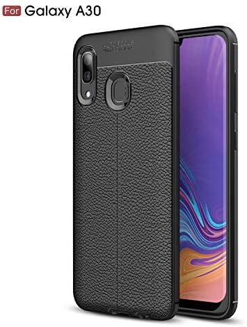 Thin Silicon Galaxy A30 Case,FAIRYCASE Litchi Grain TPU Leather Back Cover for Samsung Galaxy A30 6.4inch Case(2019),Black