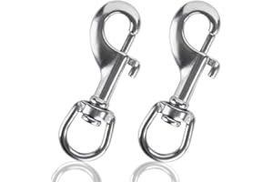 Faneta Stainless Steel 316 Swivel Eye Snap Hook, Marine Grade Scuba Diving Bolt Snap, Single-Ended Flag Pole Clips for Flag Ropes, Dog Leashes, and Camera Straps (Set of 2) (3-1/8 inch)