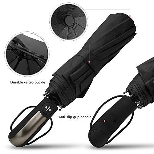 image for Umbrella Mixigoo Windproof Travel Umbrella Auto Open Close 10 Ribs Fol