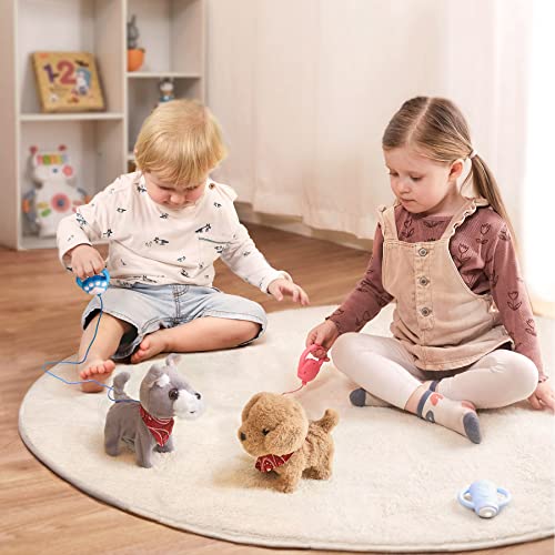 TUMAMA Puppy Interactive Plush Toy, Walking & Barking Robot Dogs with