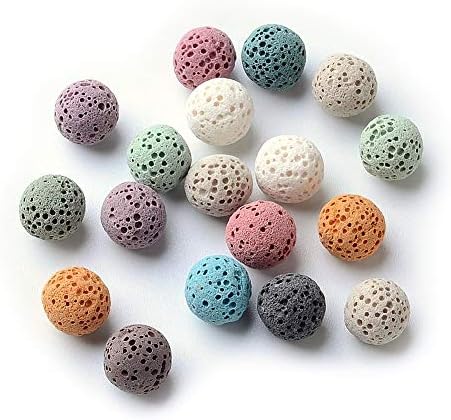 Multicolor Natural Lava Rock Beads with No Holes for Essential Oils, Jewelry Making, Chakra (8mm, Assorted (Pastel))