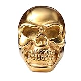 Gold Tone 316L Stainless Steel Heavy Black Big Skull Head Men's Biker Ring Size 7-13