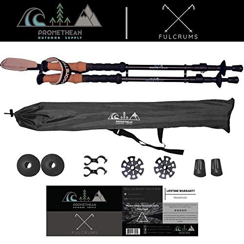 Fulcrums-Trekking-Poles-Perfect-for-Hiking-Trekking-Walking-Skiing-Snowshoeing-Setting-up-Tarps-Ultralight-Tents-Lightweight-Aluminium-Shaft-Cork-Grip-Adjustable-Multi-Purpose-Design