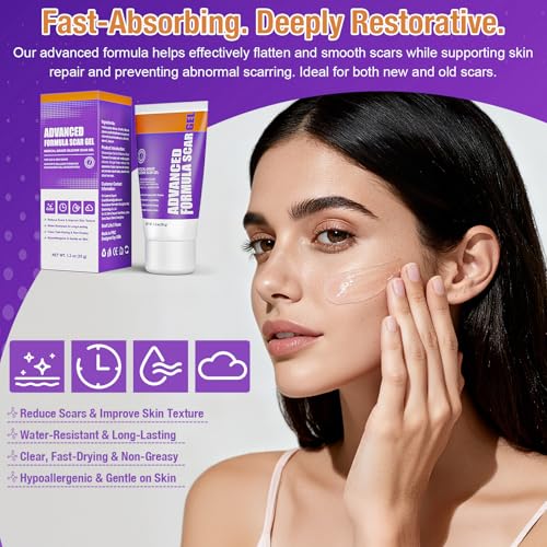 Advanced Scar Gel – Silicone Scar Gel for Keloid Bump Removal, Post-Surgery Scars, Acne Scars, Burn Marks & Stretch Marks – Scar Treatment for Old & New Scars – 1.2oz / 35g
