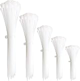 Oksdown 300 Pcs White Nylon Cable Ties Mixed Pack 100-300mm 2.5-3.6mm view 1