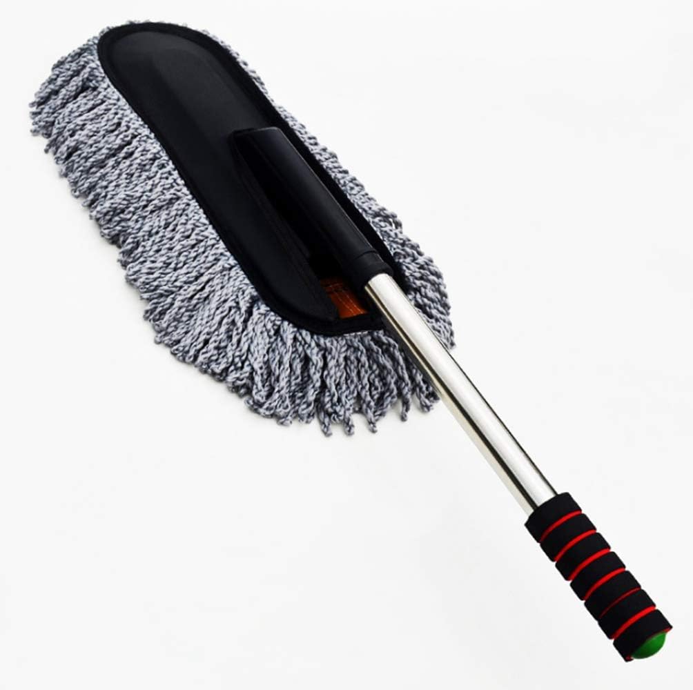 Car and Home Duster Microfiber Duster The Best Microfiber Multipurpose Duster - For Dust and Snow Removing, Home Cleaning - Exterior or Interior Use - Long Unbreakable Extendable Handle (Gray square)
