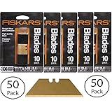 Fiskars Titanium Utility Knife Razor Blade Lot of 50 Blades (5 packs of 10) - Lasts Longer