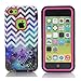 iPhone 5S Case MOUKOU(TM) Hybrid High Impact 3 Layers Chevron with Anchor on Galaxy Pattern Hard Back Cover Case for iphone5 5S (Hot Pink)