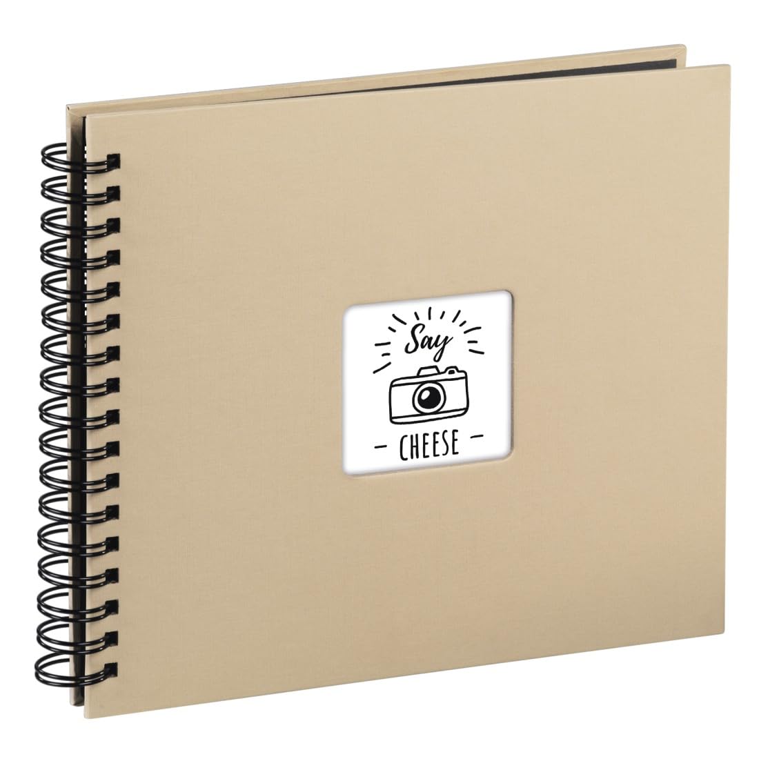 Hama Jumbo Photo Album 36x32 cm (Spiral album with 50 black pages, photo book with parchment interleaves, album for pasting and DIY design) beige