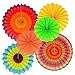 Fiesta party Hanging Paper Fans Set- Colorful Mexican Round Wheel Disc Lanterns for Events,Wedding Birthday Carnival Home Decorations (Set of 12)