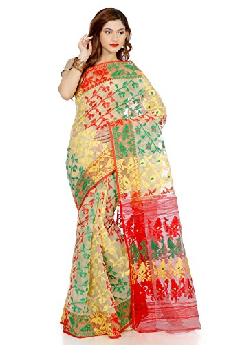 B3Fashion Indian Traditional Handloom Dhakai Jamdani Cotton Silk Saree