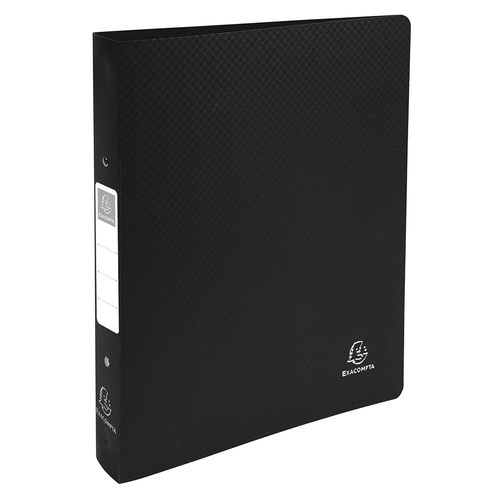 Exacompta - Ref 54391E - PP Opaque Ring Binder - Suitable for Storing A4+ Documents, 2 O-Rings, 40mm Spine, Made from Polypropylene, Spine Label - Black