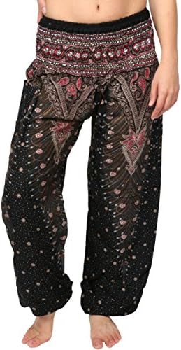 Harem Pants for Women in Genie Gypsy Peacock Print - Hippie Pants from Thailand