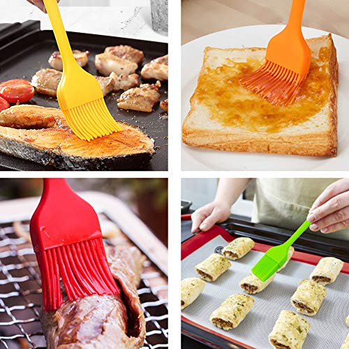 HAKACC Backpinsel Silikon, 4er Grillpinsel mit Silikon Spatel Teigschaber Öl Soße Butter Marinaden für BBQ Grill Backküche Kochen