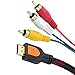 Fivetech 5FT 1080P HDMI Male to 3 RCA Video Audio AV Cable Adapter for TV HDTV DVD