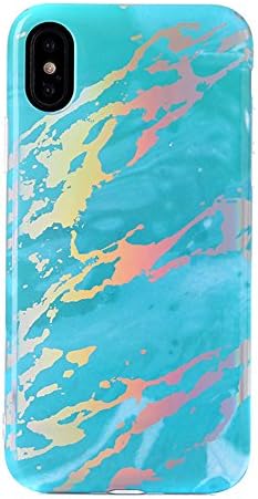 Pastel iPhone 7/8 Plus Case,Rainbow Marble Phone Case Holographic Bling Clear Soft TPU Slim Anti-Scratch Cover Phone for iPhone 6/6S/7/8,iPhone6/6S Plus,iPhonne X (C2, 7/8P)