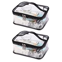 LOUISE MAELYS Portable Clear Makeup Bag Zipper Waterproof Transparent Travel Storage Pouch Cosmetic Toiletry Bag With Handle