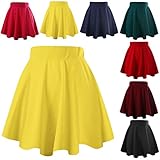 JNTworld Women Stretch high Waist Flared Plain Pleated mini skirt