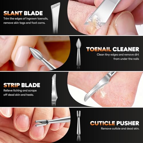 Nail Clippers for Thick & Ingrown Toenails Set, 7-in-1 Stainless Steel Manicure Nail Scissors, Sharp Nail Clippers for Thick & Ingrown Toenails, Professional Luxury Pedicure Set