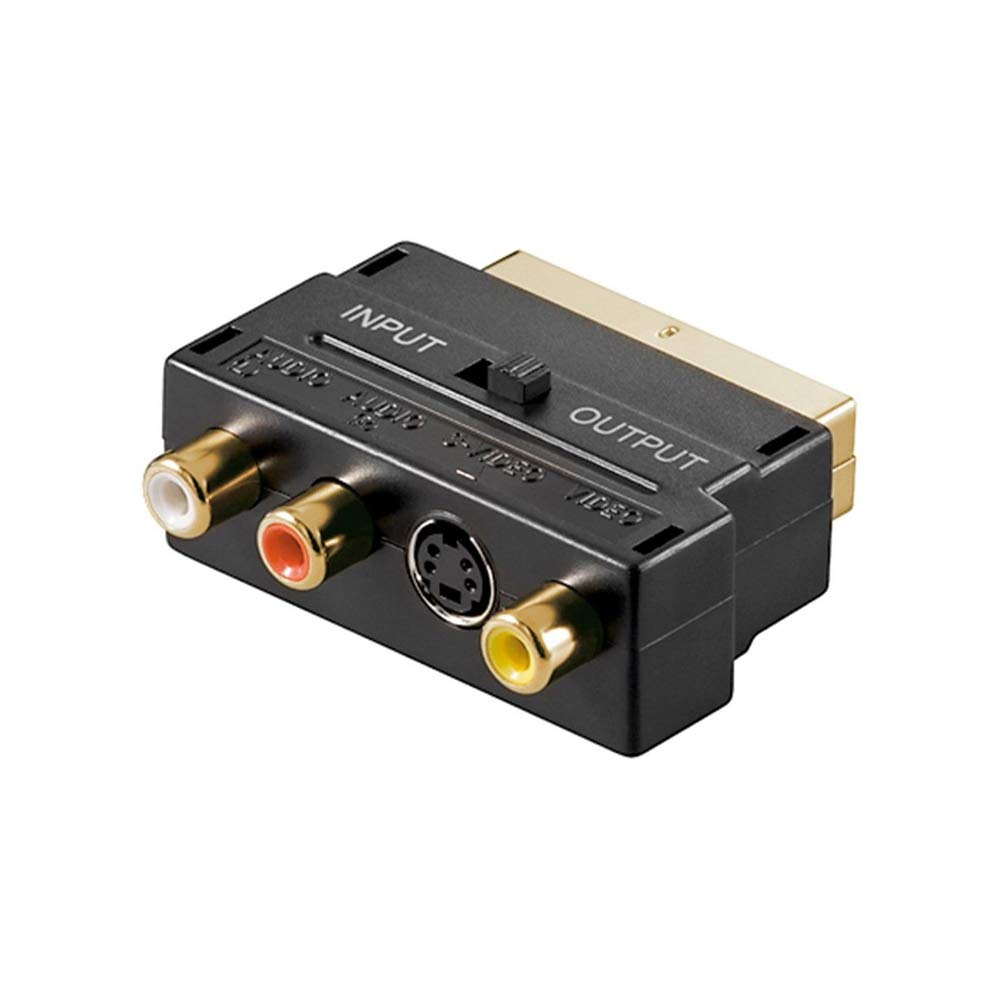 Goobay 50499 Scart to Composite Audio/Video and S-Video Adapter, Gold-plated, In/Out, Black