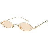 MEETSUN Vintage 90s Small Oval Sunglasses For Women Men Metal Frames Designer Gothic Glasses