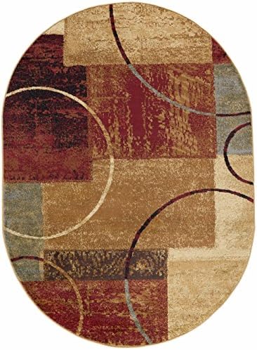 Tacoma Contemporary Abstract Multi-Color Oval Area Rug, 7' x 10' Oval