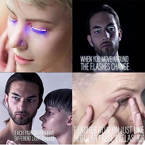 Wel cumbac LED Eyelashes,Interactive Waterproof Unisex F. Eyelashes Luminous Shining Charming Led False Eyelshes,Eyelied Type for Fashion Icon Pub Club Bar Party Birthday Halloween Christmas,1 Pair