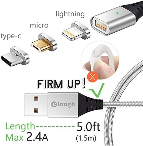 FIRM UP ! LENGTH UP ! Longer Multi Universal 3-in-1 Magnet Data Cable 5ft 2.4A 5V Lightning Type-C Micro-usb Quick Charger for Android cell phone iphone Samsung Huawei ZTE Fast charging