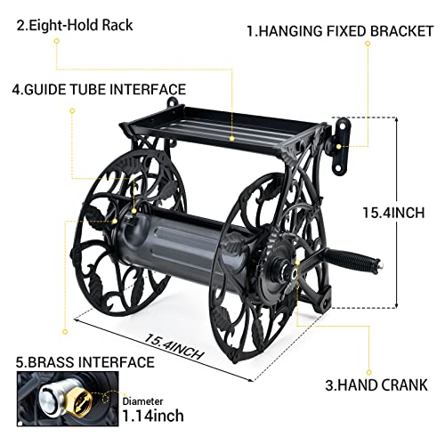 PinWheel Garden Hose Reel Wall Mount, Neverleak System Metal Wall Mount