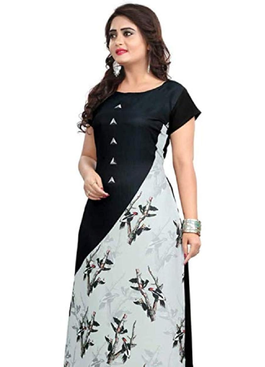 bapa fashion women's crepe straight kurti black