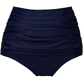 COCOPEAR Women's High Waisted Full Coverage Bikini Bottom Ruched Bathing Suit Bottoms for Women Tummy Control Swim Bottoms