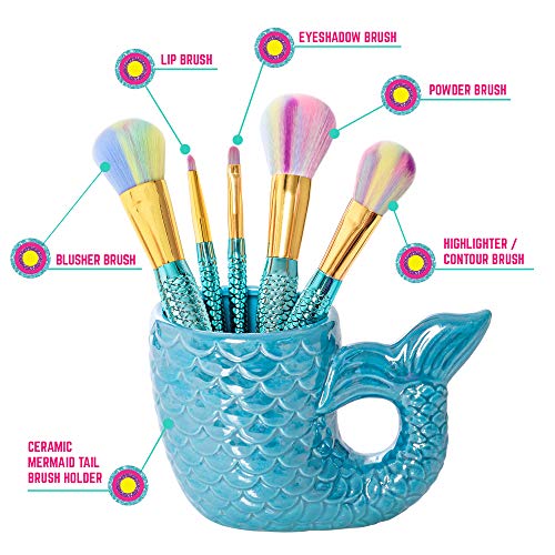 GirlZone: Fun Mermaid Makeup Brushes Kit Gift for Girls