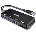 USB SD Card Reader, atolla USB Hub with SD/Micro SD Card Reader, USB Splitter with 3 USB Ports, 2 Card Slots and Individual LED Power Switches