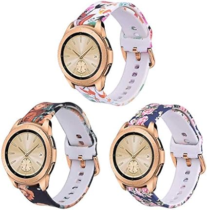 V Moro Silicone Straps Compatible With Samsung Galaxy Watch Active2 40mm Galaxy Watch 42mm Active2 44mm Samsung Galaxy Watch 3 41mm Bands 3 Packs 20mm Soft Silicone Replacement Wristbands For Active 2 Galaxy Watch 42mm Gear Sport Smartwatch Flower