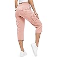 TBMPOY Womens Cargo Capris Lightweight Hiking Pants 6 Pockets Quick Dry Casual Outdoor Trip Loose Shorts Cropped Cotton