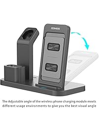 Conido Cargador inalámbrico compatible con iPhone, 3 en 1, soporte de carga compatible con Apple Watch AirPods, estación de carga, soporte compatible con iPhone X 8 Plus 8 AirPods Apple Watch Series 3 2 1, Negro