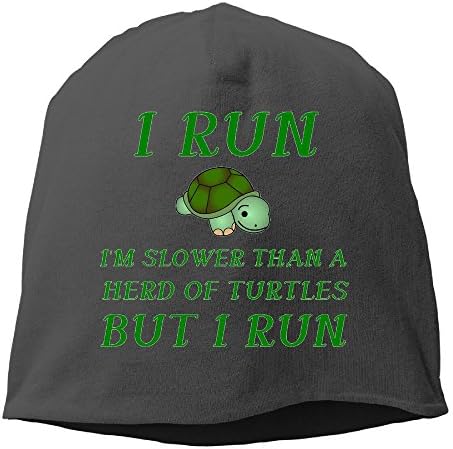 XUri I Run I'm Slower Sea Turtle Unisex Slouchy Beanie Black