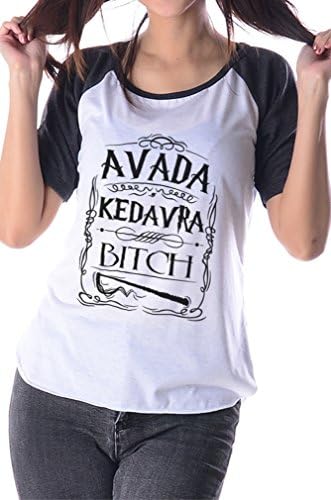 Harry Potter Women T-Shirt Avada Kedavra Shirt Women Shirts Baseball Raglan Free Galaxyteehouse Hair Clips X-Large