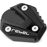 Mokiton Motorcycle Side Stand Extension Kickstand Plate Compatible With H.onda Rebel 500/300 2017-2024 2025 2026 | Foot Pad Support CMX500 CMX300 Footing Accessories (black)