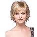 LEJIMEI Short Blonde Wigs for White Women Straight Bob Hair Wigs with Bangs Natural Synthetic Full Wig with Wig Cap LM029
