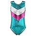 DAXIANG One-piece Shining Double-V Gymnastics Athletic Leotard for Little Girls, Green, 150(10-11Years)